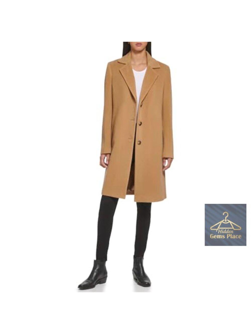 DKNY Womens Walker Wool Coat 56% Polyester 44% Wool Notch Collar Long Sleeve